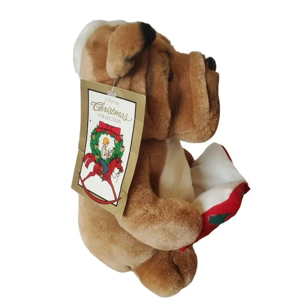 Vintage 90s JcPenny Christmas Barking Sharpee Dog Plush 11